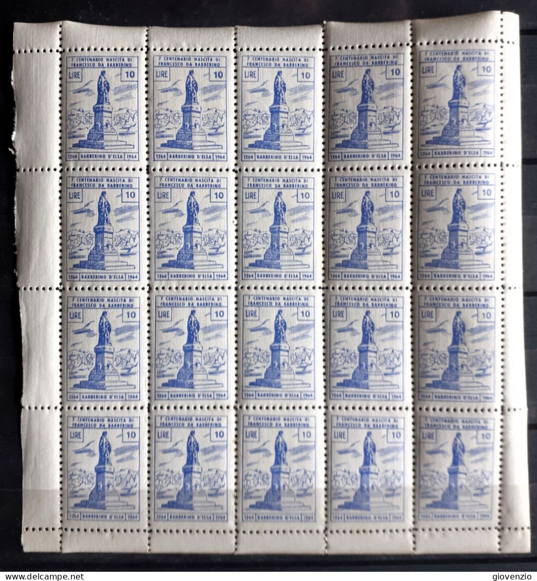 ITALIA 1964 TOSCANA COMUNE DI BARBERINO VAL D'ELSA FOGLIO MARCHE DA LIRE 10 - Revenue Stamps