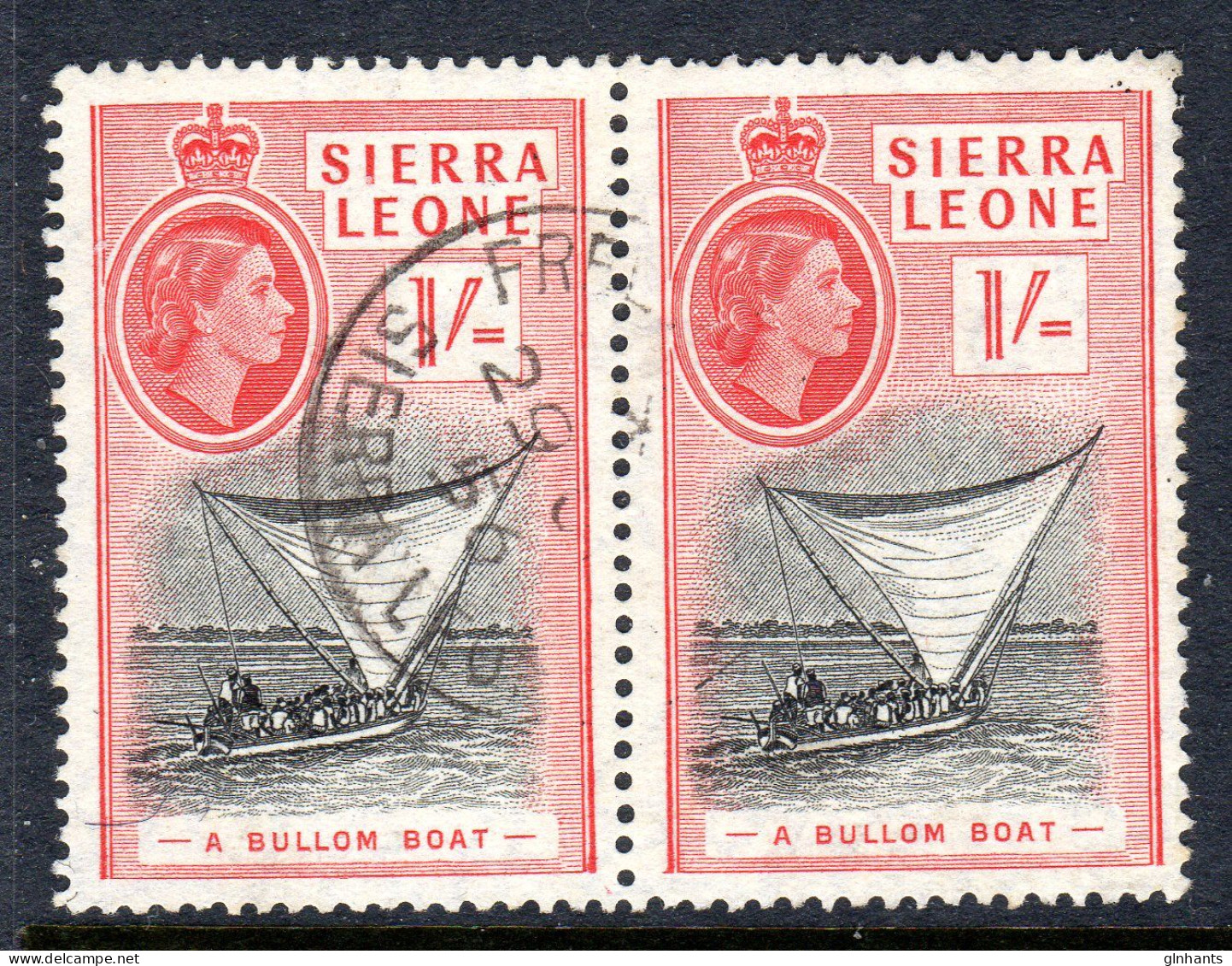 SIERRA LEONE - 1956 QEII DEFINITIVE 1/3 STAMP IN PAIR FINE USED SG 217 - Sierra Leone (...-1960)