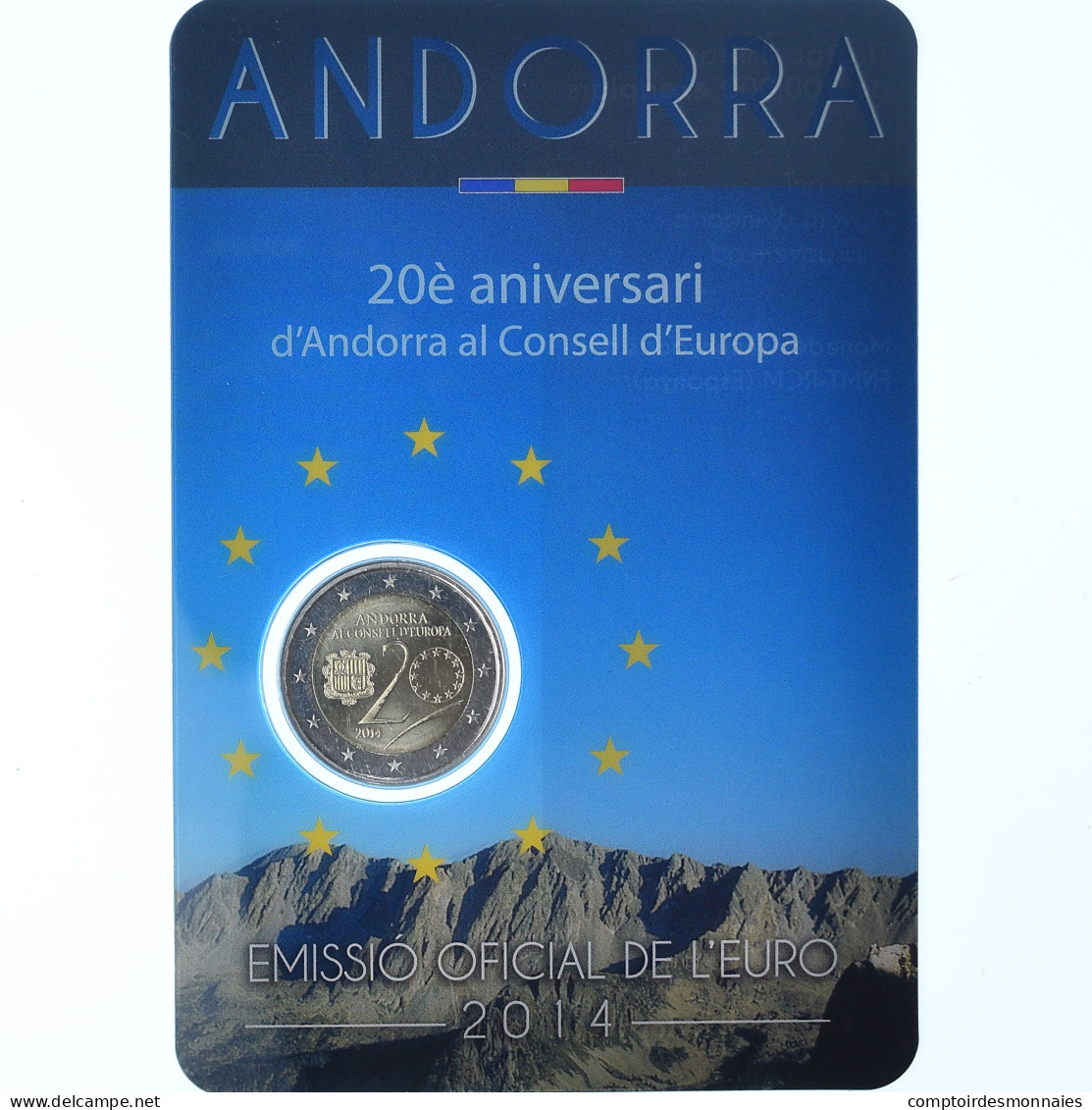 Andorre, 2 Euro, Conseil De L'Europe, 2014, Coin Card, FDC, Bimétallique - Andorra