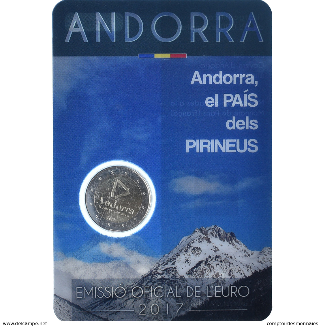 Andorre, 2 Euro, Pays Des Pyrénées, 2017, Coin Card, FDC, Bimétallique - Andorra