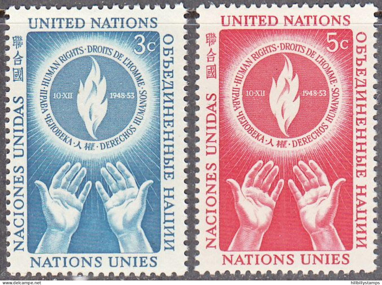 UNITED NATIONS NY   SCOTT NO 21-22   MNH     YEAR  1953 - Nuevos