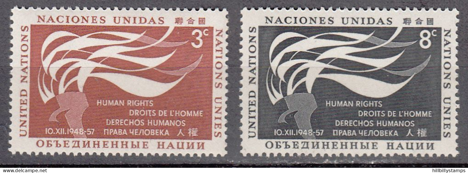 UNITED NATIONS NY   SCOTT NO 57-58    MNH     YEAR  1957 - Nuevos