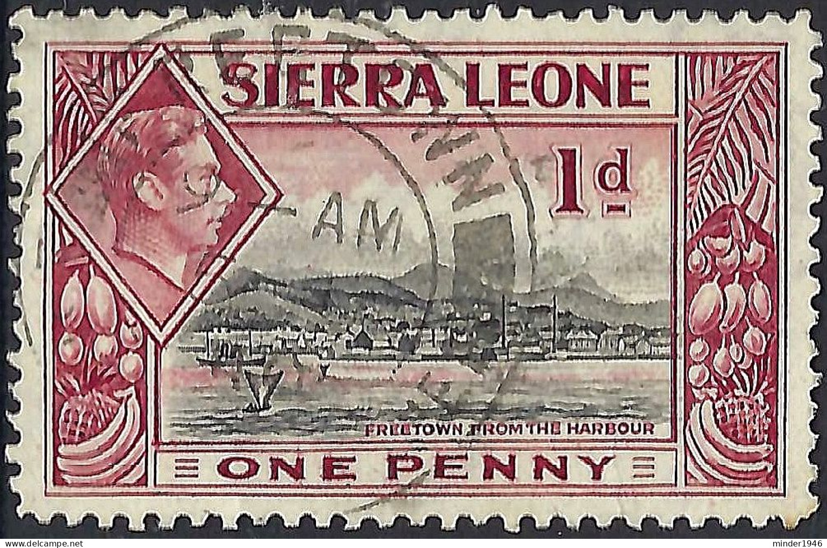 SIERRA LEONE 1938 KGVI 1d Black & Lake SG189 Used - Sierra Leone (...-1960)