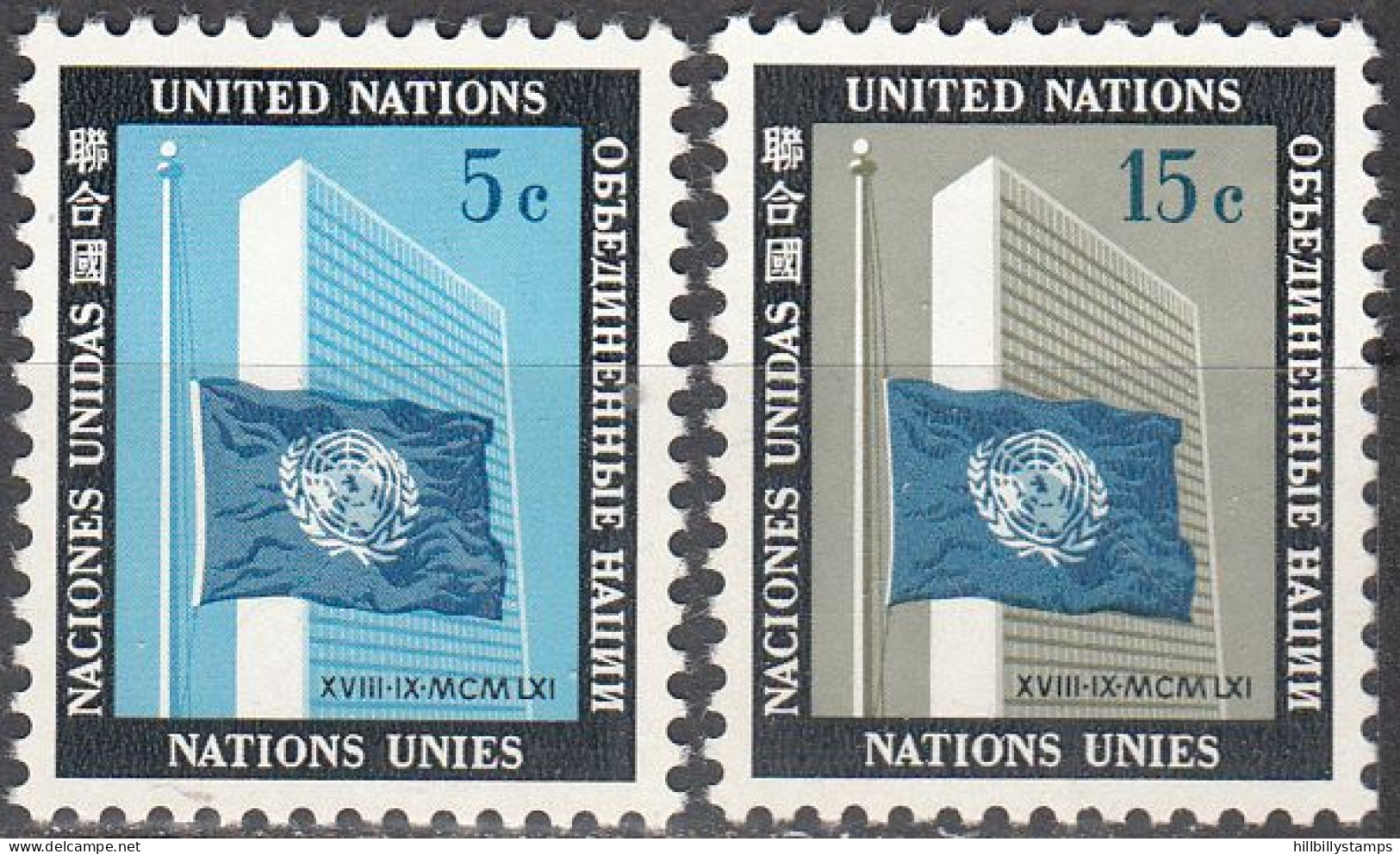 UNITED NATIONS NY   SCOTT NO 108-9    MNH     YEAR  1962 - Ongebruikt