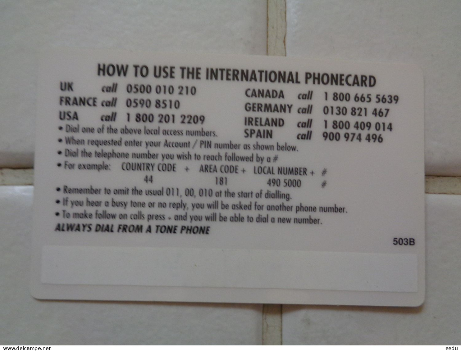 UK Phonecard - [ 9] Fehlliste