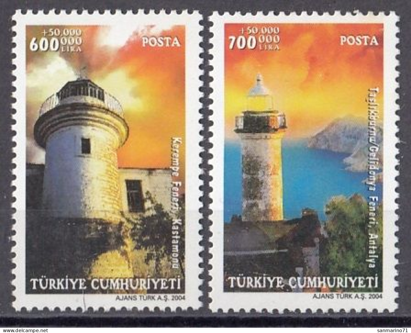 TURKEY 3370-3371,unused,lighthouses - Neufs