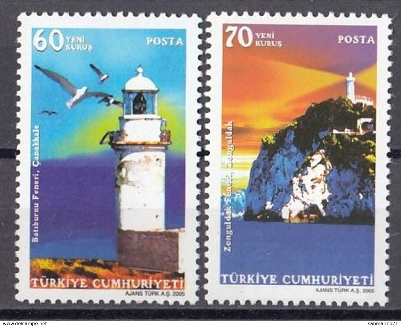 TURKEY 3431-3432,unused,lighthouses - Unused Stamps