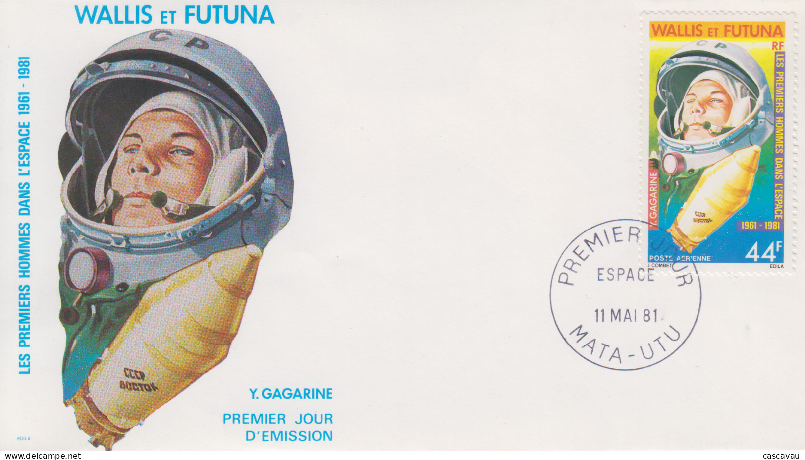 Enveloppe  FDC   1er   Jour     WALLIS  Et  FUTUNA    Cosmonaute  :  GAGARINE    1991 - FDC