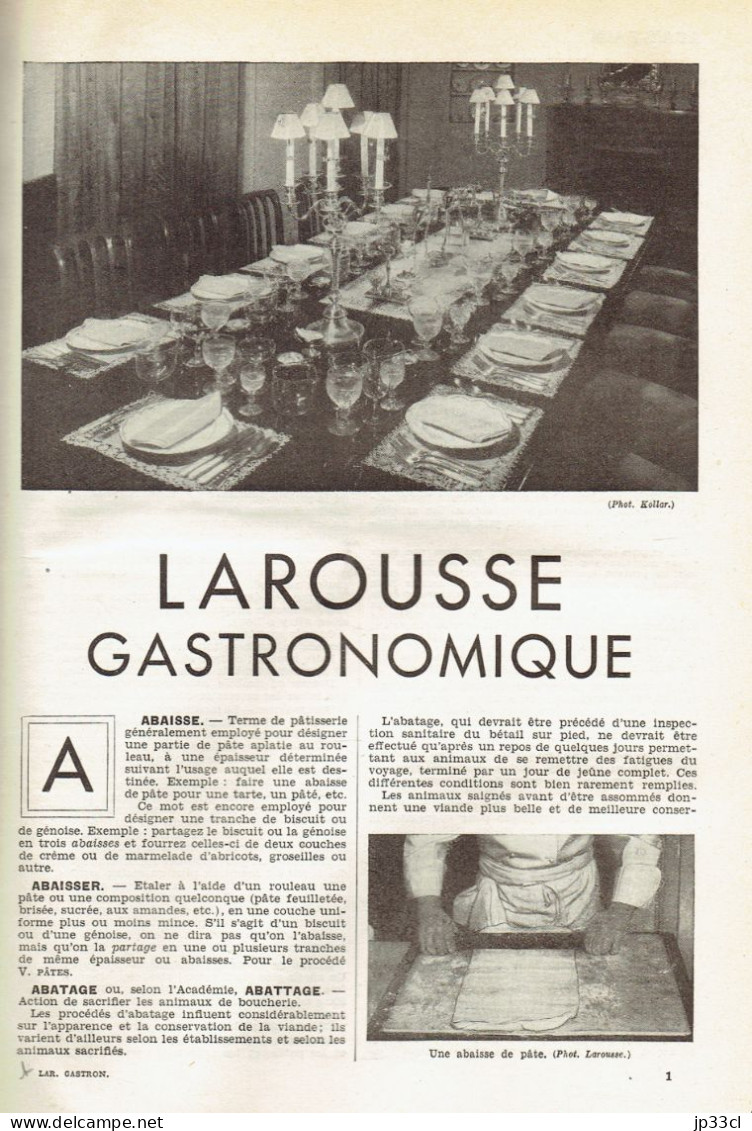 Ancien Larousse Gastronomique (Édition 1938) Par Prosper Montagné Et Le Dr. Gottschalk (1088 Pages) - Dictionnaires