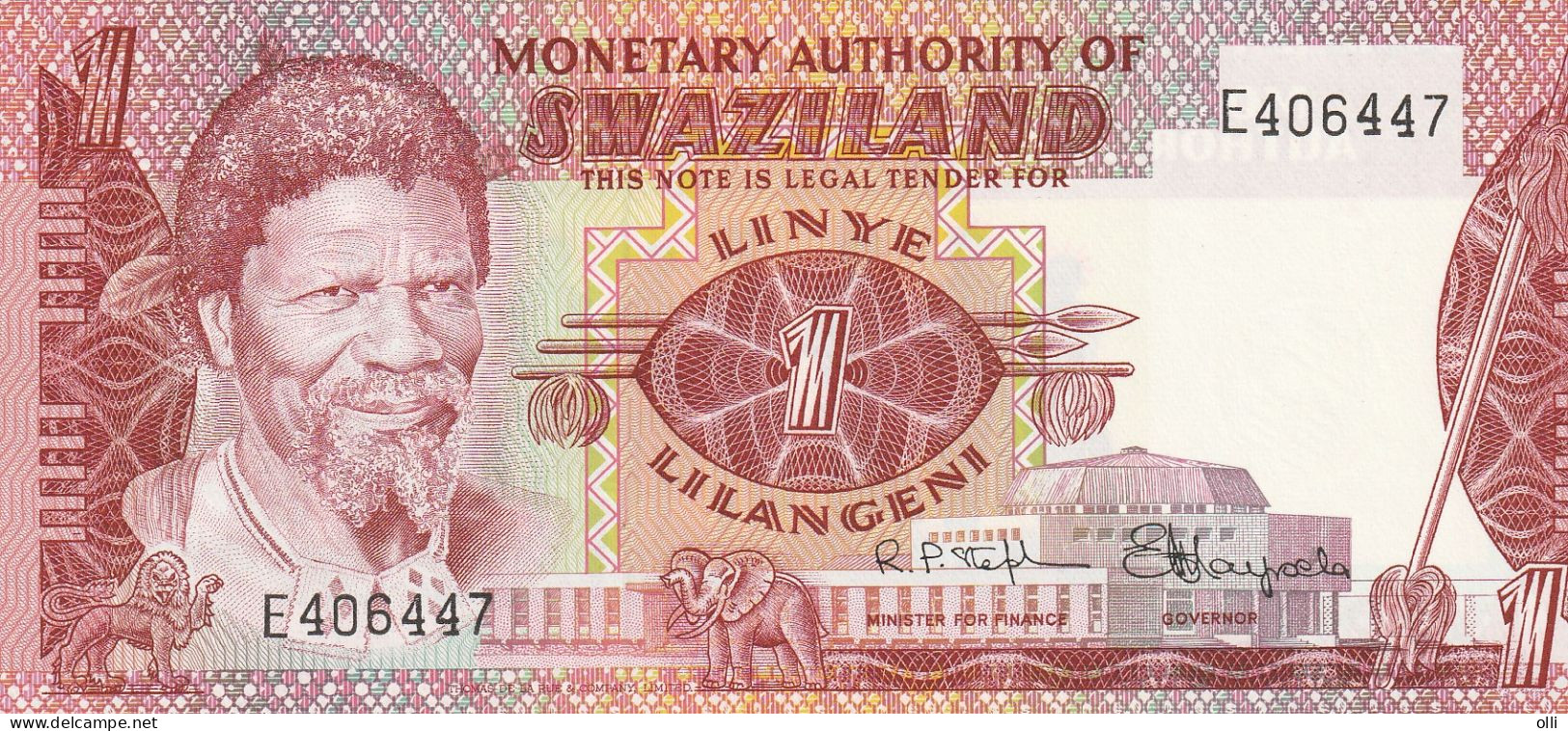 SWAZILAND 1 LILANGENI 1974 P-1 UNC - Swasiland