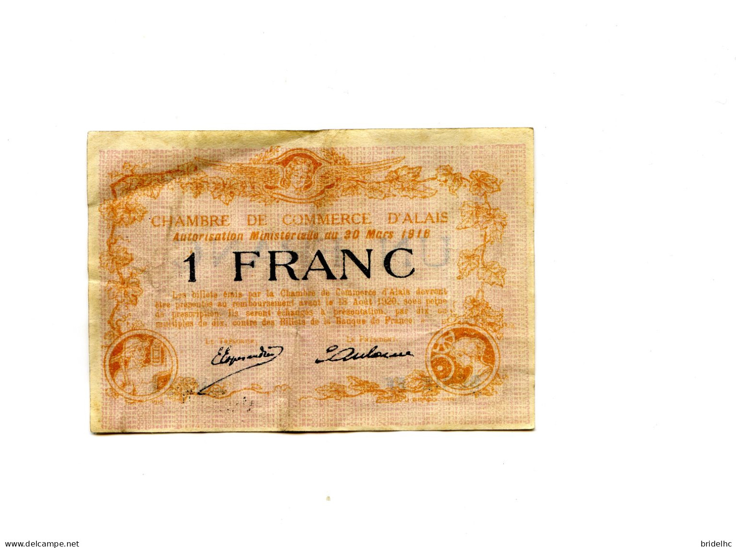 1 Franc Chambre De Commerce Alais 1916 - Bonds & Basic Needs