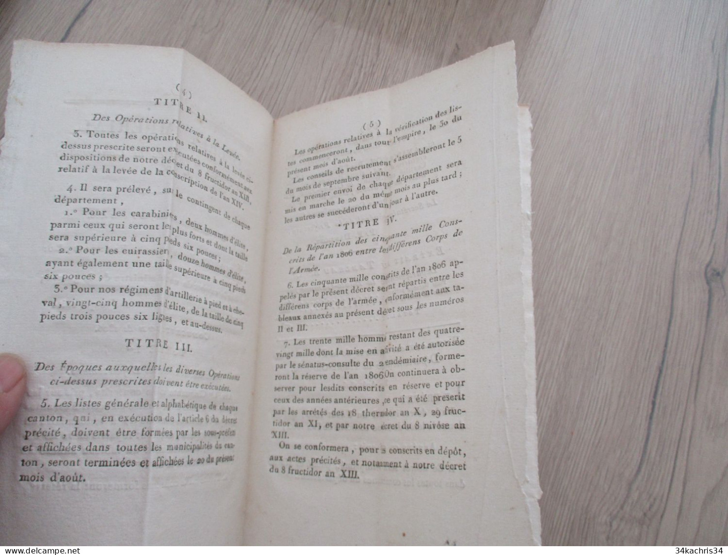 Haute Garonne Révolution Conscription L'an 1806 Conscrits Levée Répartition.... Desmousseaux - Decrees & Laws