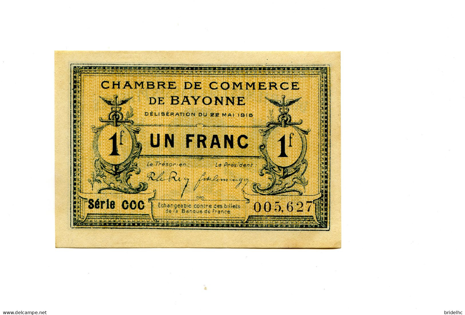 1 Franc  Chambre De Commerce De Bayonne 1916 - Bonds & Basic Needs