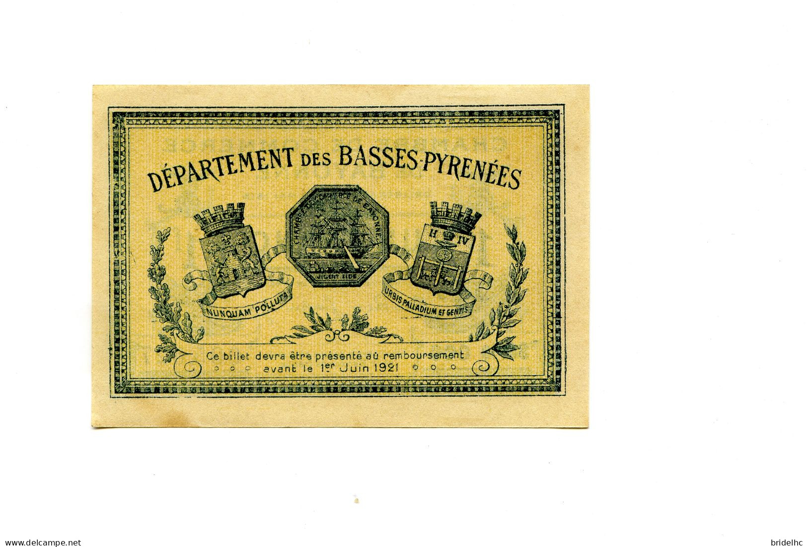 1 Franc  Chambre De Commerce De Bayonne 1916 - Bonos