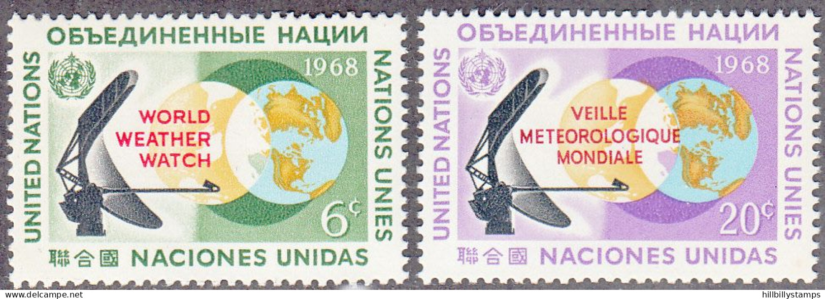 UNITED NATIONS NY   SCOTT NO 188-89   MNH     YEAR  1968 - Neufs