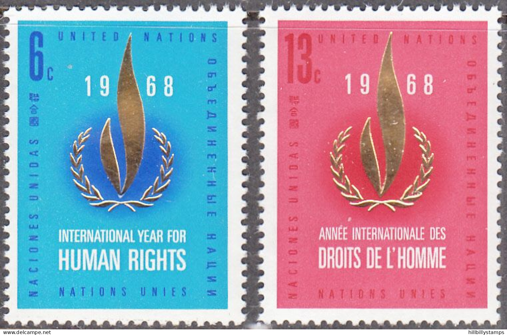 UNITED NATIONS NY   SCOTT NO 190-91   MNH     YEAR  1968 - Neufs