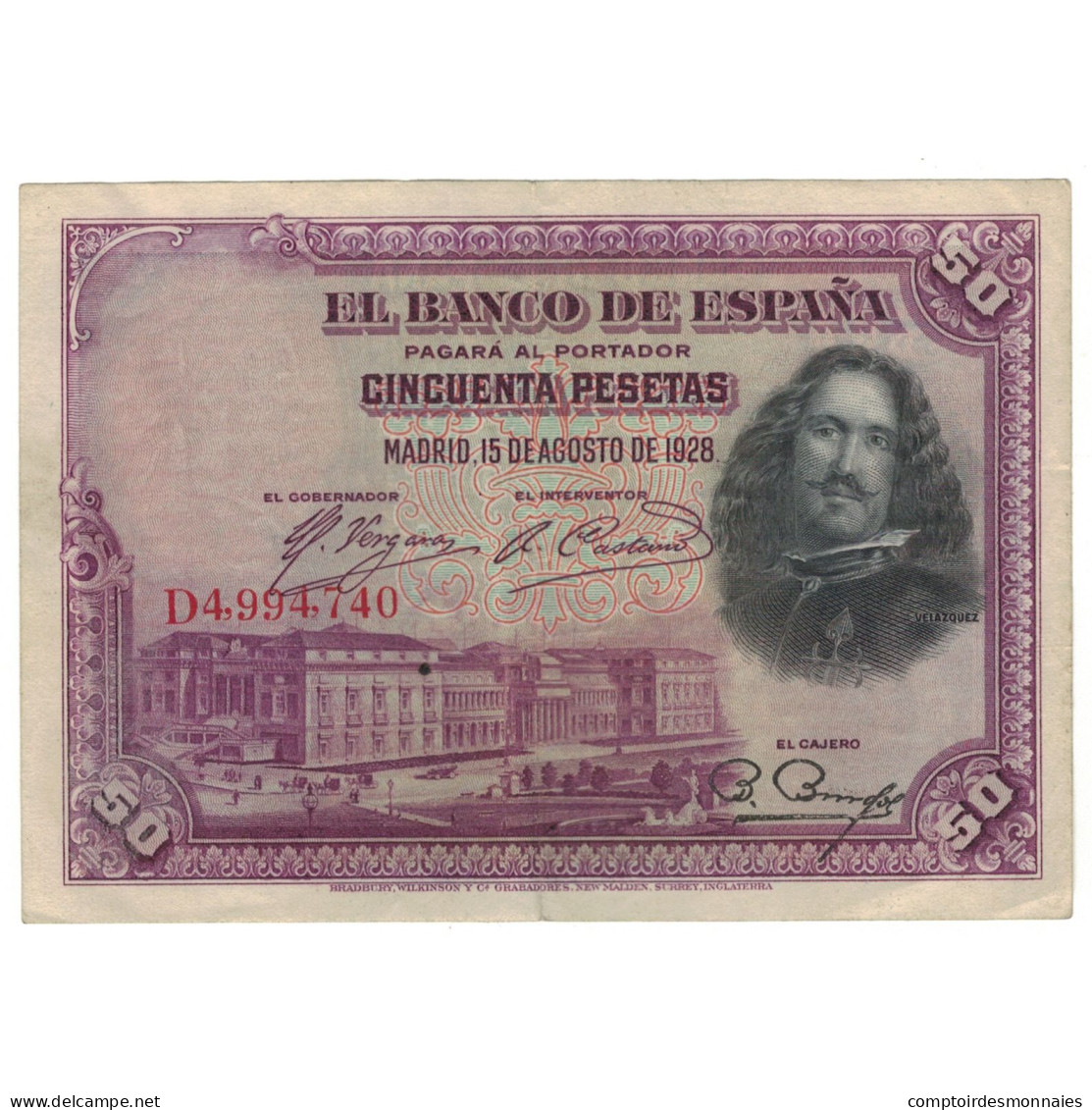 Billet, Espagne, 50 Pesetas, 1928, 1928-08-15, KM:75b, TTB - 50 Peseten