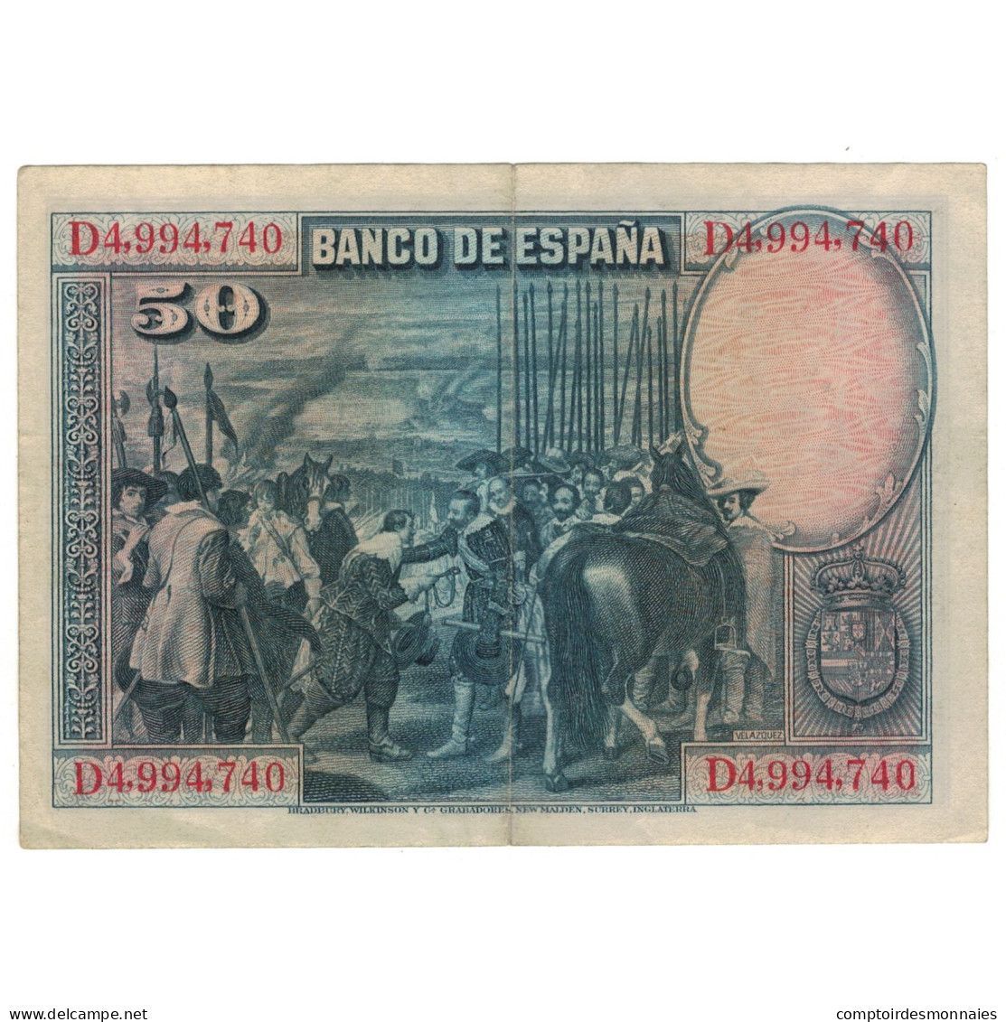 Billet, Espagne, 50 Pesetas, 1928, 1928-08-15, KM:75b, TTB - 50 Pesetas