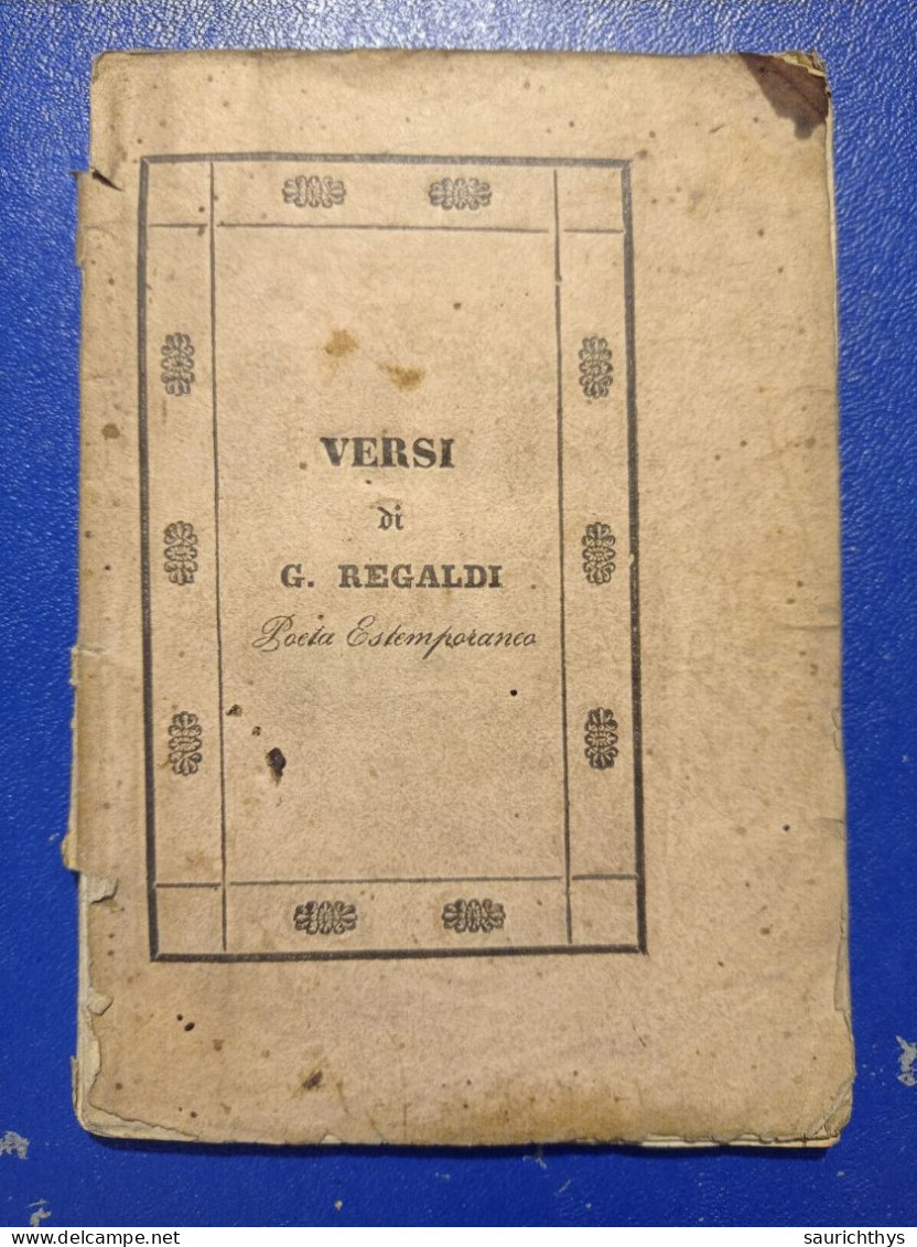 Versi Di Giuseppe Regaldi Poeta Estemporaneo Perugia Tipografia Santucci 1836 Autografo Di Noto Accademico - Arte, Antigüedades