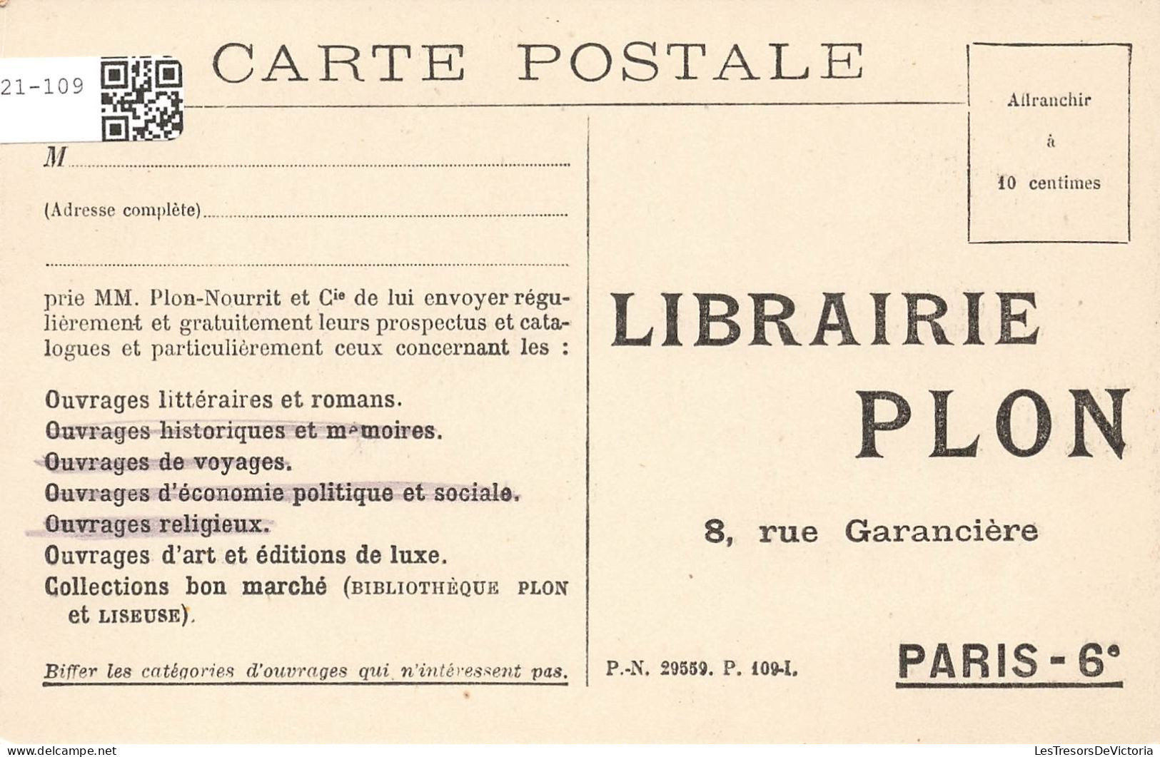 FRANCE - Paris - Imprimerie Plon - Ateliers De Machines à Imprimer Et Fonderie De Rouleaux - Carte Postale Ancienne - District 06