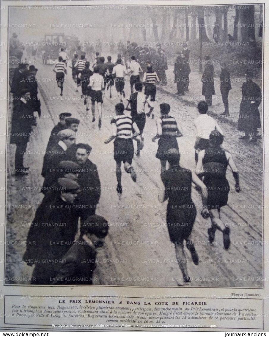 1907 CROSS COUNTRY - LE PREMIER LEMONNIER - CÔTE DE PICARDIE - RAGUENEAU - LA VIE AU GRAND AIR - Aviron