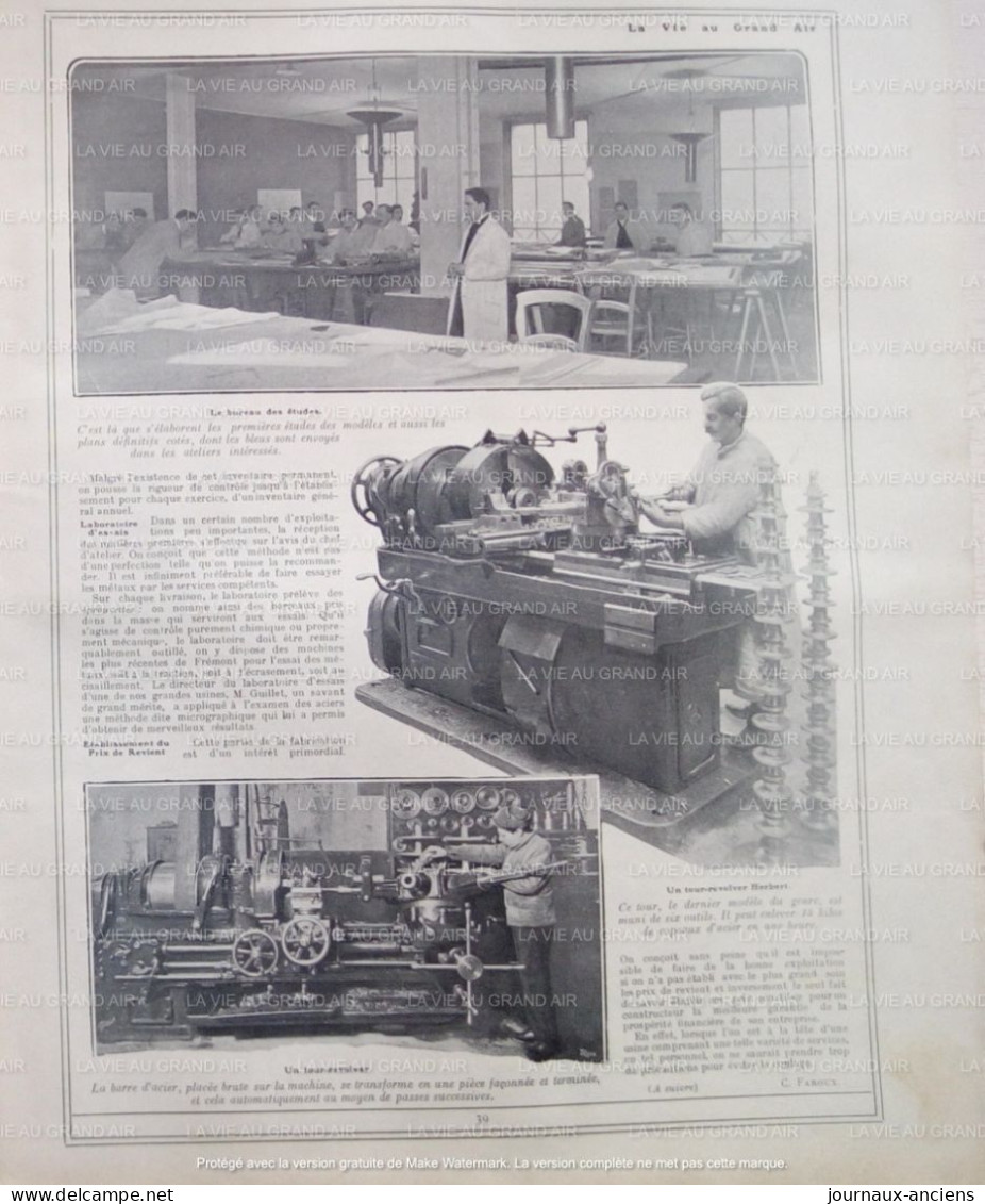 1907 LA GENÈSE D'UNE AUTOMOBILE - LE MAGASIN - LES LABORATOIRES - LE BUREAU D'ÉTUDES - LA VIE AU GRAND AIR - Libros