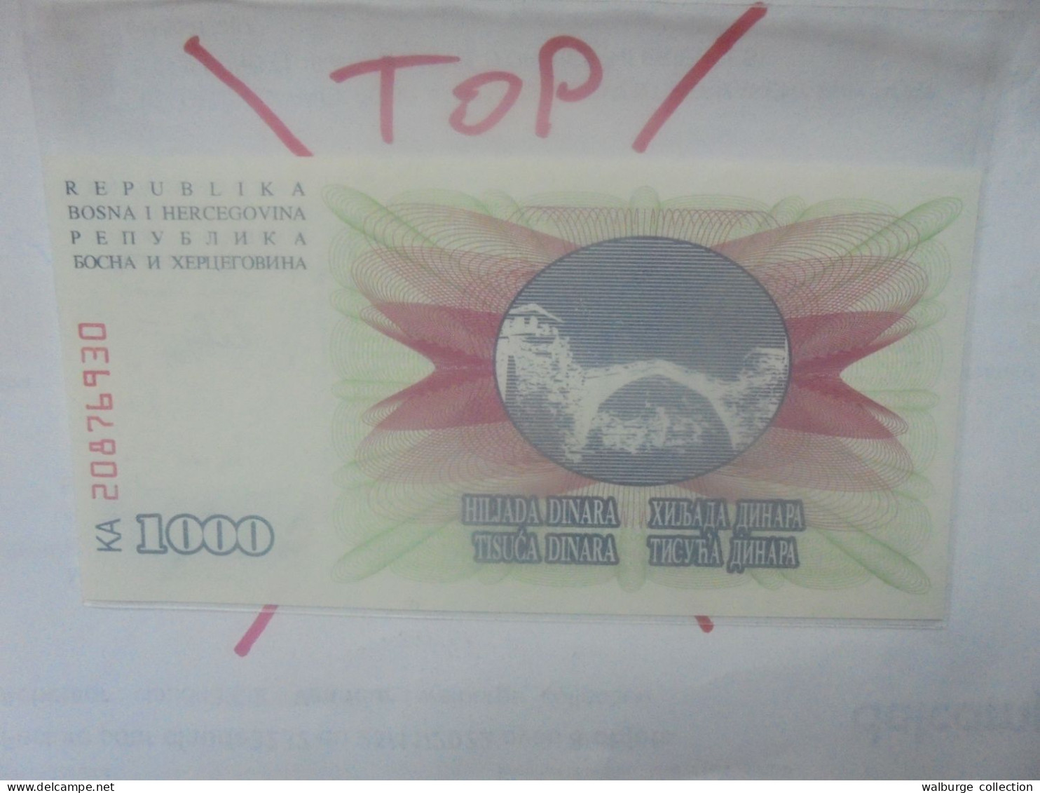 BOSNIE-HERZEGOVINE 1000 Dinara 1992 Neuf (B.31) - Bosnie-Herzegovine