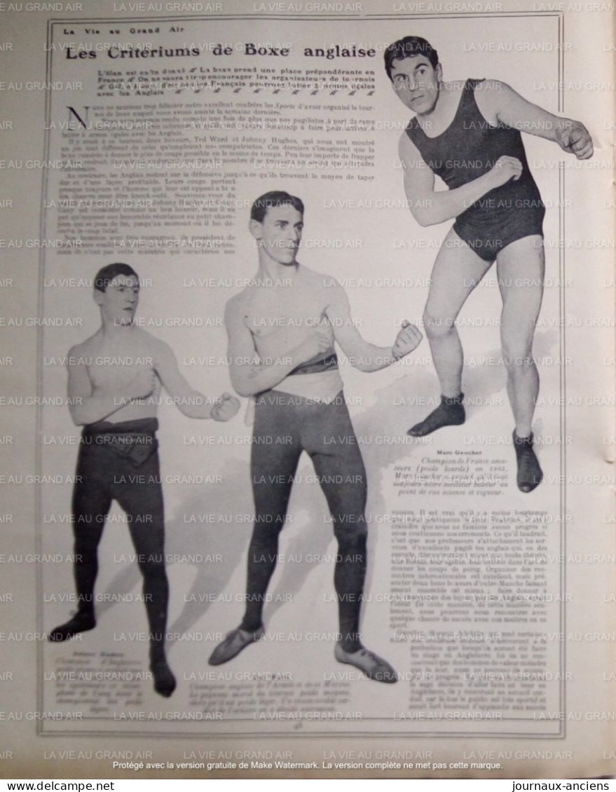 1907 LES CRITÉRIUMS DE BOXE ANGLAISE - MARC GAUCHER - TED WARD - JOHNNY HUGHES - PÉTER BROWN - LA VIE AU GRAND AIR - Bücher