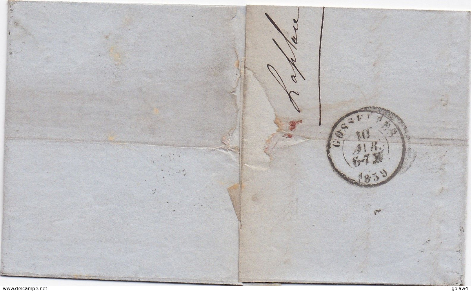 34605# BELGIQUE LEOPOLD MEDAILLON N°11 LETTRE Obl 24 BRUXELLES 1859 Pour GOSSELIES - 1849-1865 Medallones (Otros)