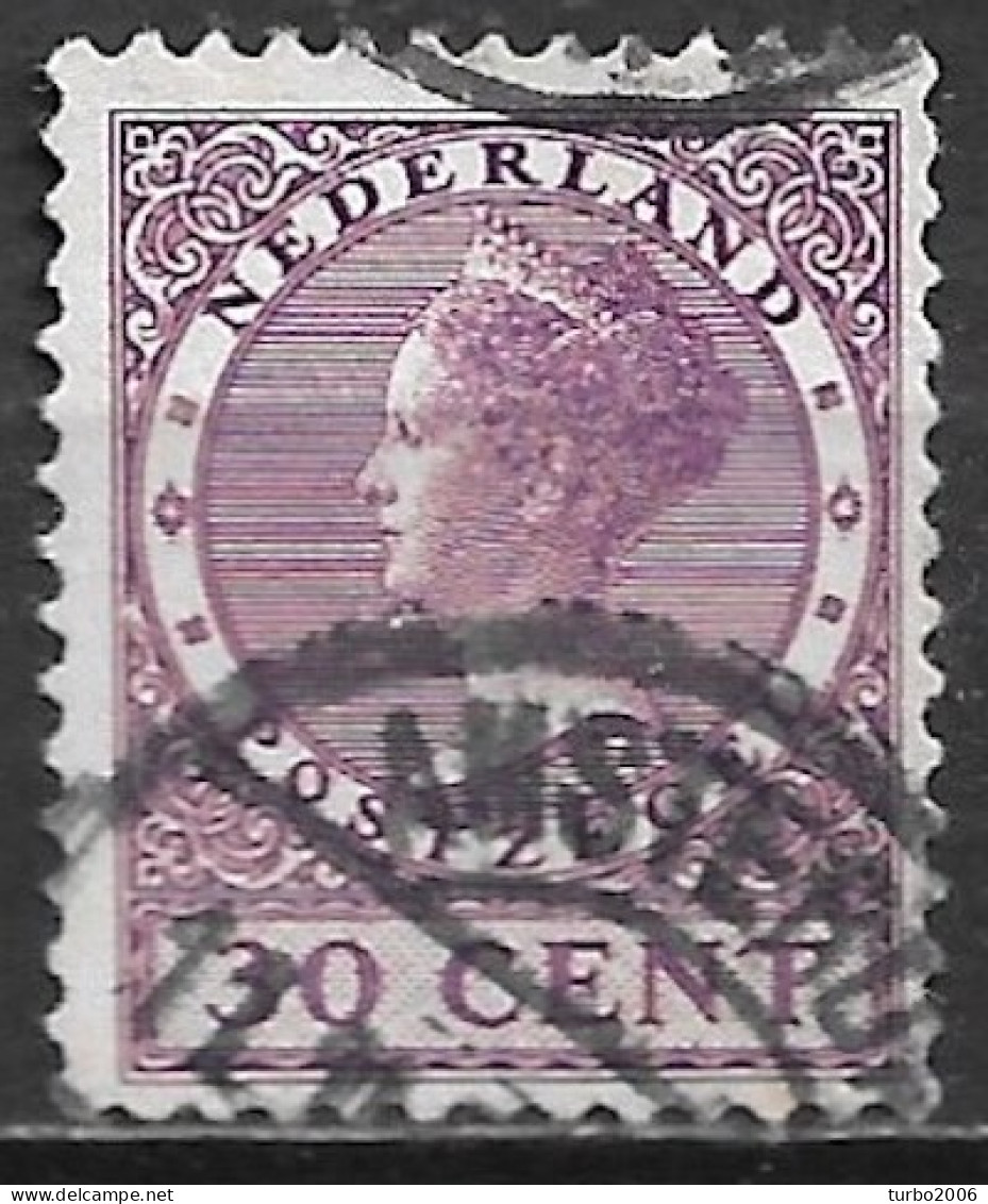 Plaatfout Wit Vlekje Linksmidden Tussen Cirkel En Velrand In 1924-1926 Kon Wilhelmina Veth 30 Ct Violet Z WM NVPH 158 PM - Variedades Y Curiosidades