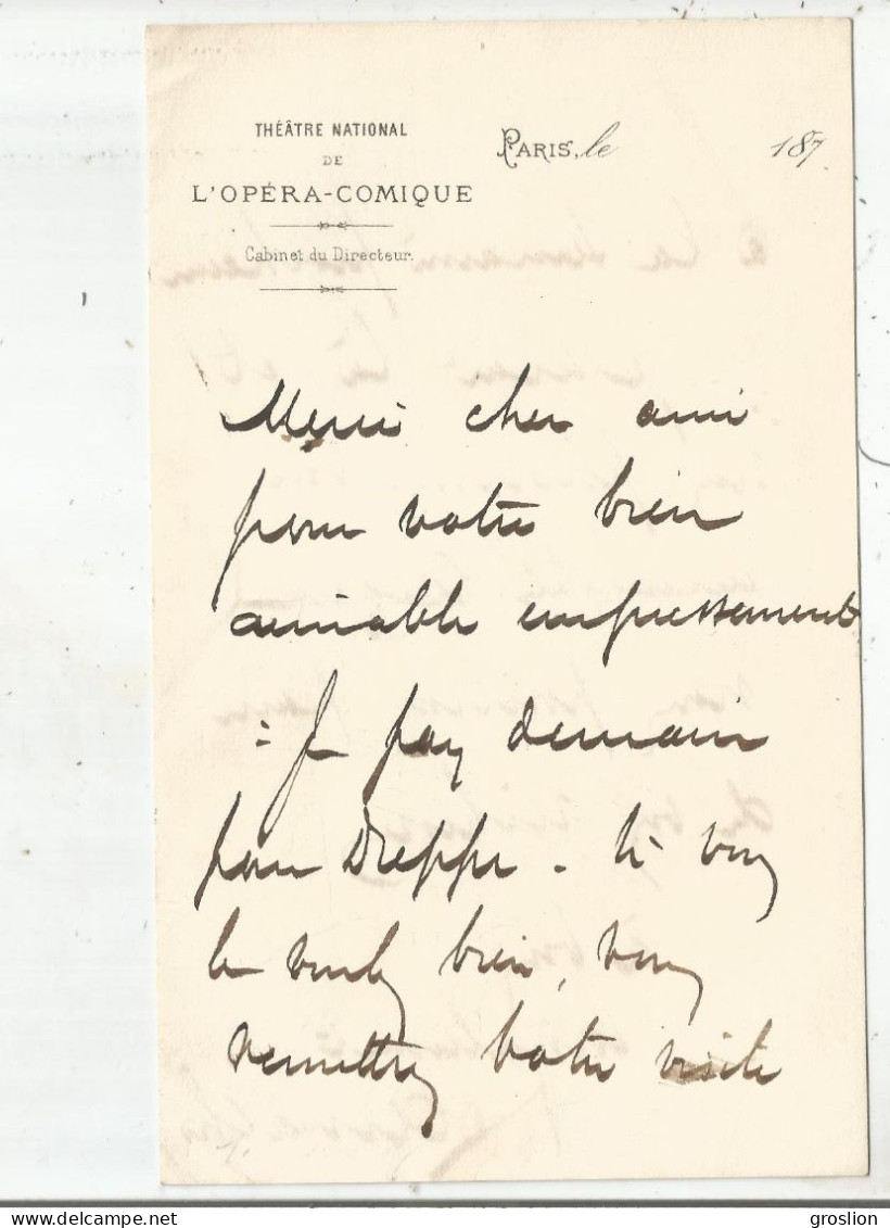 LEON CARVALHO (LEON CARVAILLE) 1875 1897 CHANTEUR LYRIQUE IMPRESARIO D'OPERA DIRECTEUR DE THEATRE L A S 187.. - Zangers & Muzikanten