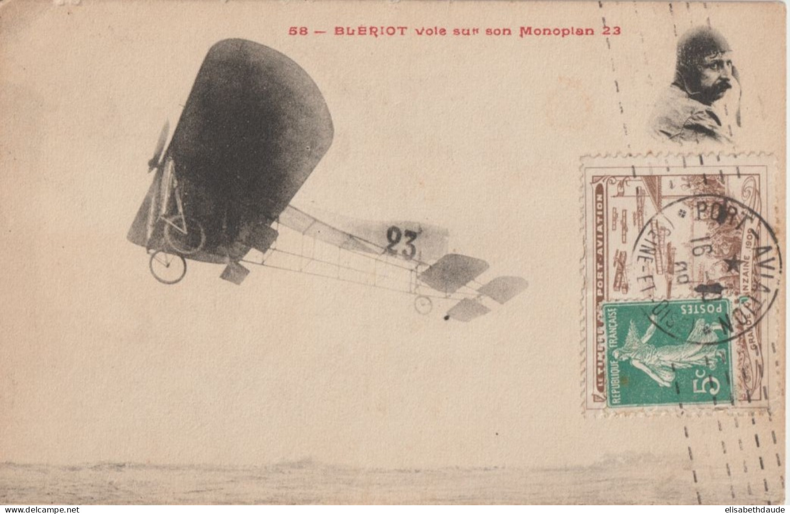 1909 - SEMEUSE / VIGNETTE Du MEETING De PORT AVIATION ! Sur CARTE BLERIOT ! => LE HAVRE - Aviazione