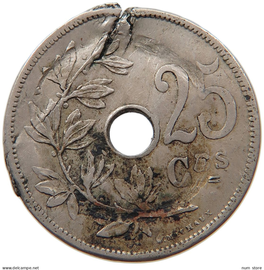 BELGIUM 25 CENTIMES 1909 Leopold II. (1790 - 1792) #t162 0515 - 25 Centimes