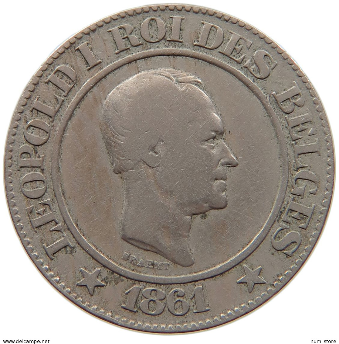 BELGIUM 20 CENTIMES 1861 Leopold I. (1831-1865) #s026 0159 - 20 Centimes