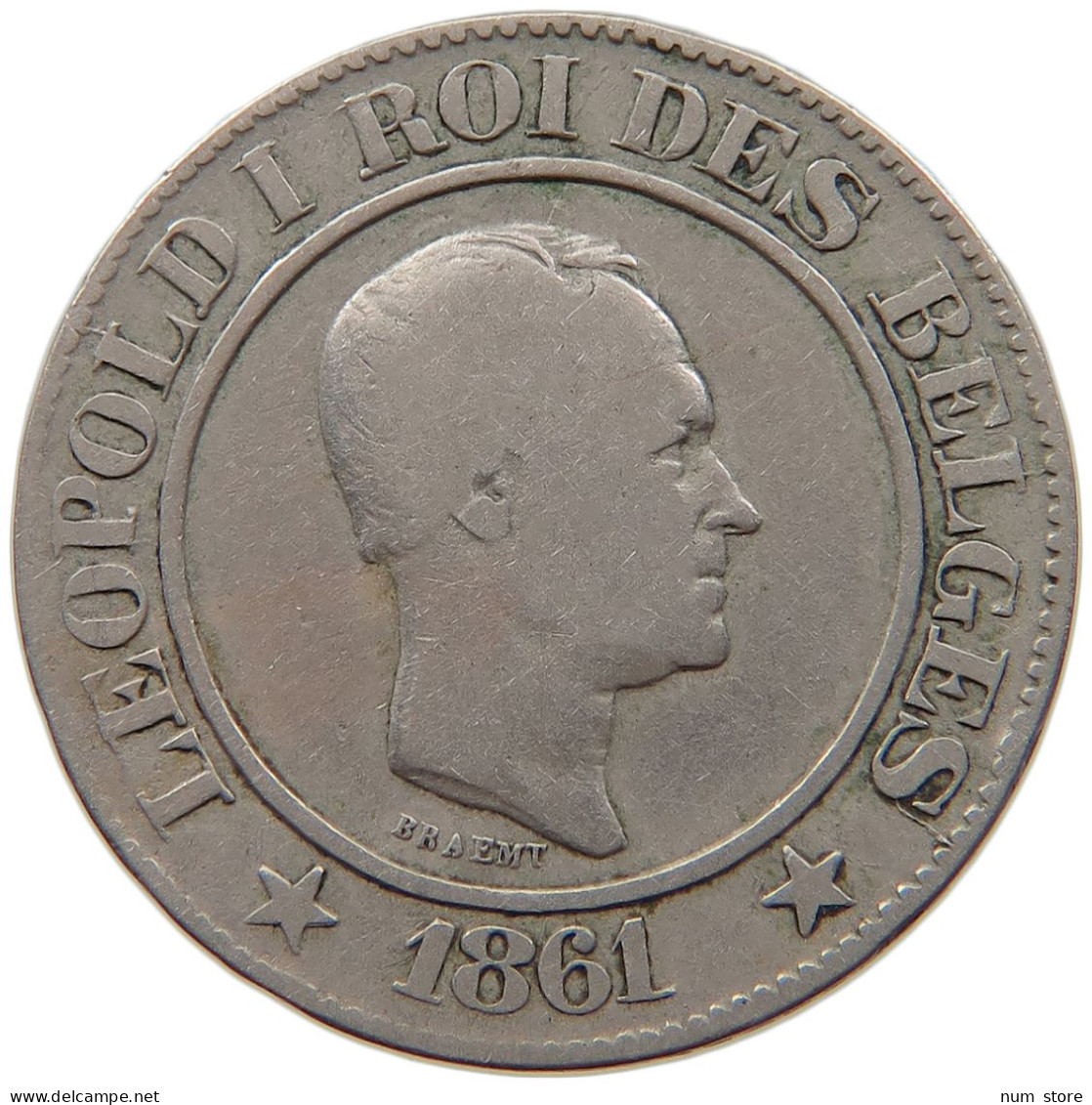 BELGIUM 20 CENTIMES 1861 Leopold I. (1831-1865) #s026 0161 - 20 Cents