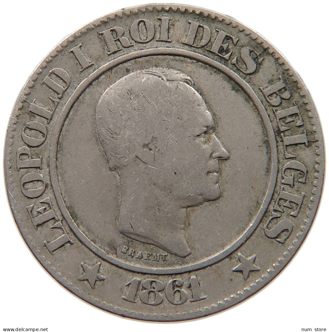 BELGIUM 20 CENTIMES 1861 Leopold I. (1831-1865) #c020 0053 - 20 Cents