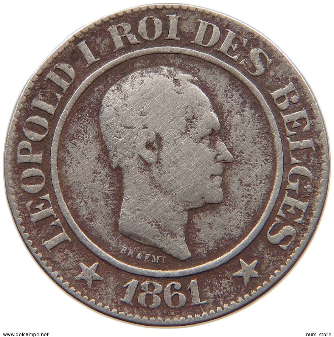 BELGIUM 20 CENTIMES 1861 Leopold I. (1831-1865) #s008 0417 - 20 Centimes