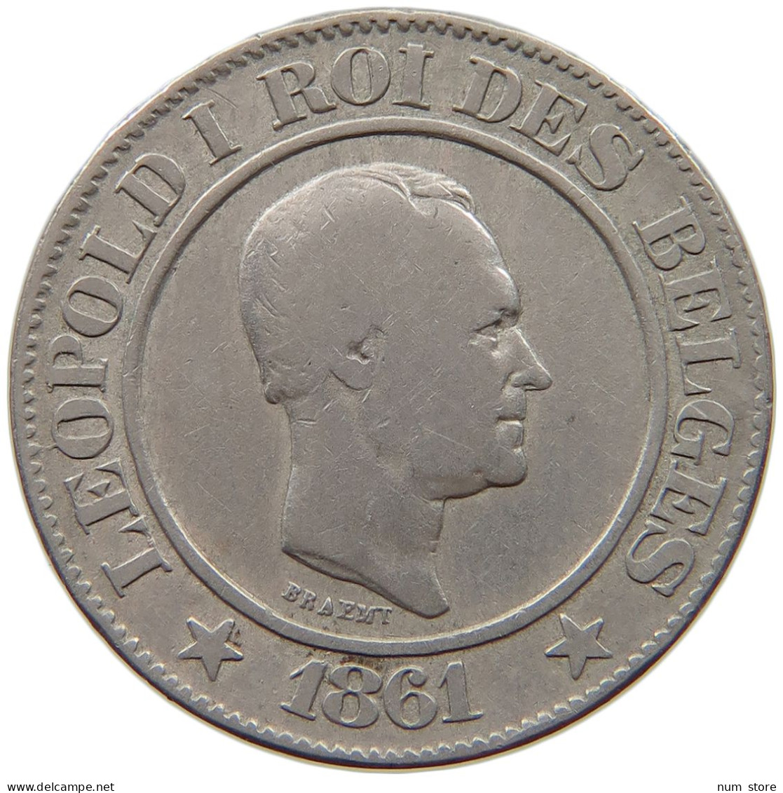 BELGIUM 20 CENTIMES 1861 Leopold I. (1831-1865) #c051 0115 - 20 Centimes