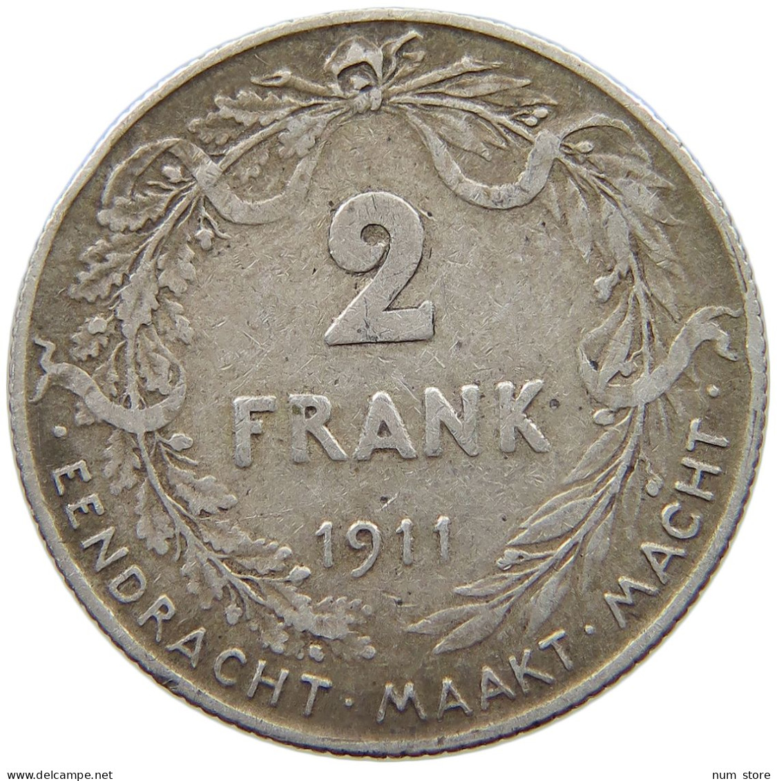 BELGIUM 2 FRANCS 1911 Albert I. 1909-1934 #s074 0419 - 2 Frank