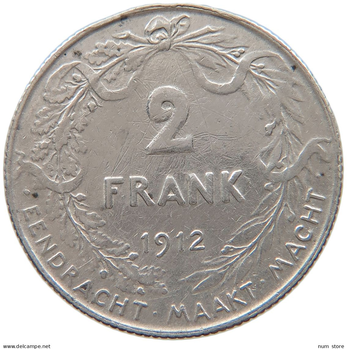 BELGIUM 2 FRANCS 1912 Albert I. 1909-1934 #t162 0119 - 2 Frank