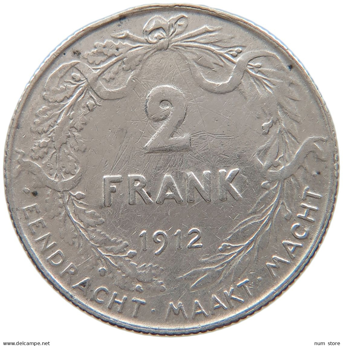 BELGIUM 2 FRANCS 1912 Albert I. 1909-1934 #t162 0119 - 2 Franchi