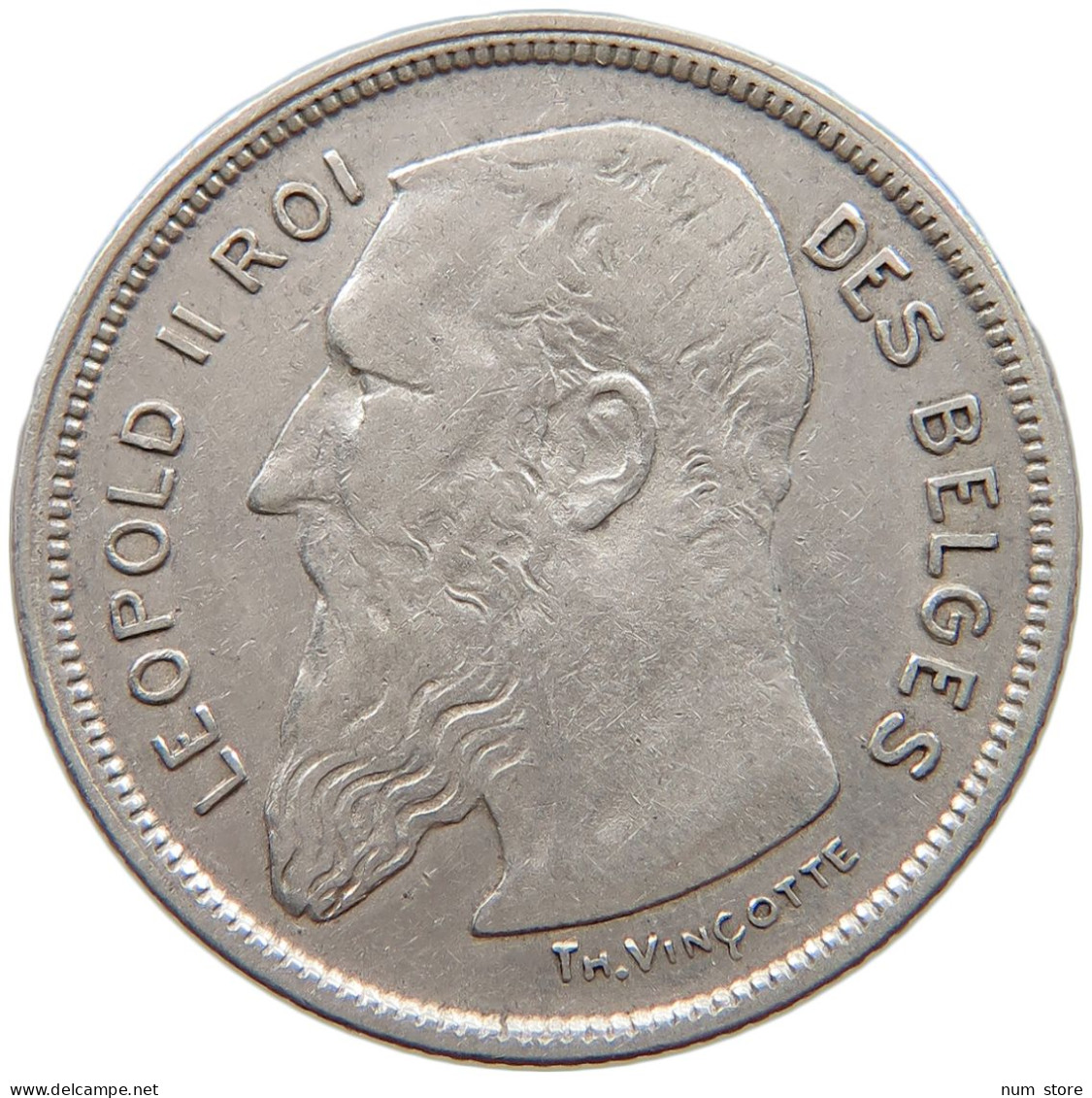 BELGIUM 2 FRANCS 1909 Leopold II. 1865-1909 #c058 0143 - 2 Frank