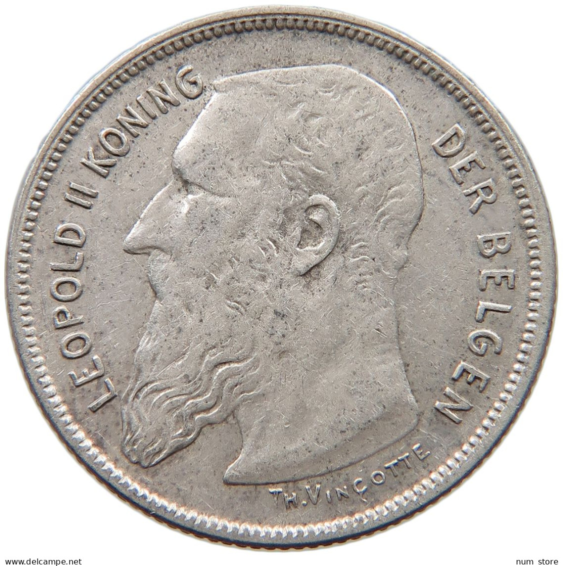 BELGIUM 2 FRANCS 1909 Leopold II. 1865-1909 #c024 0035 - 2 Frank