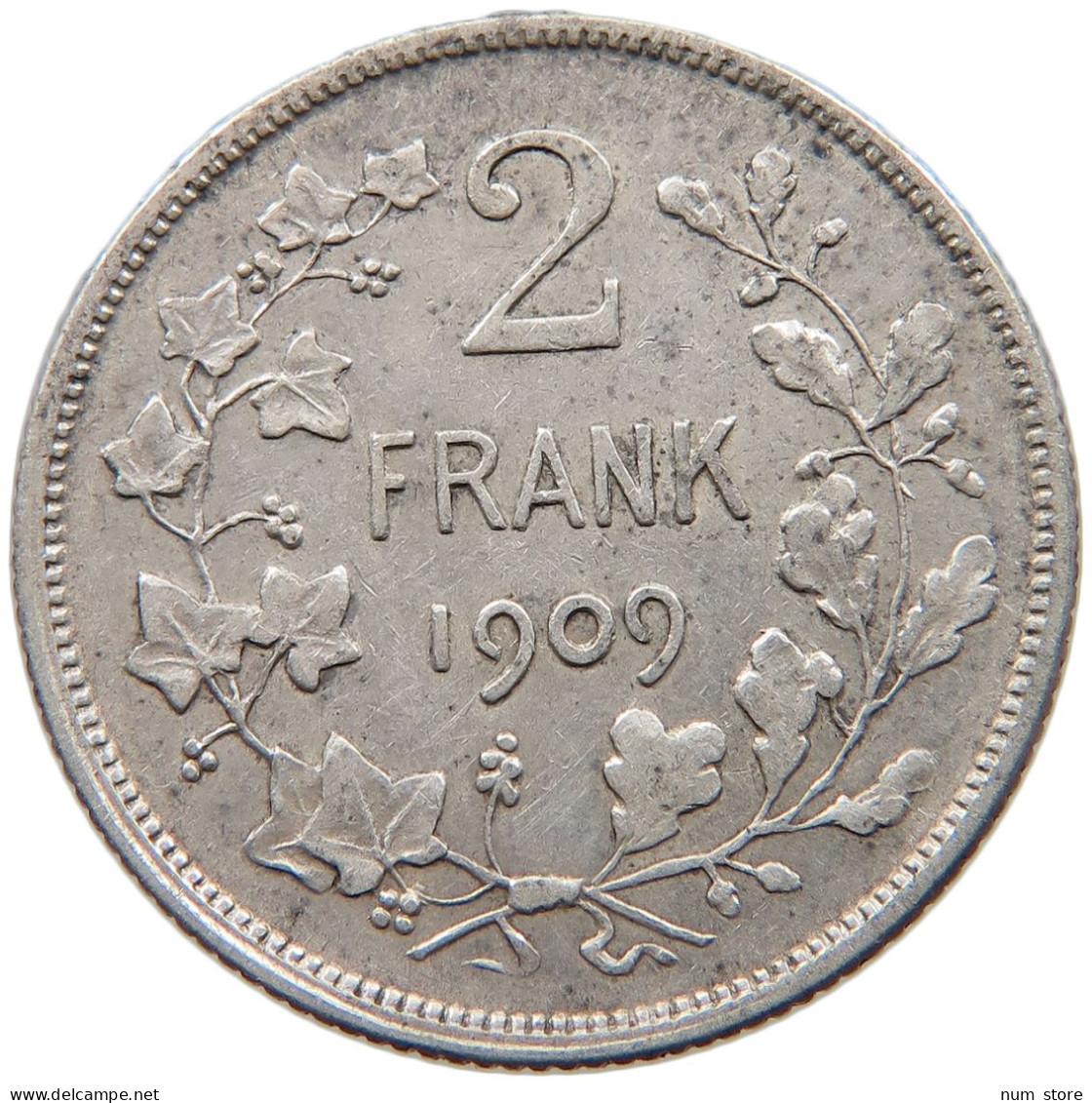 BELGIUM 2 FRANCS 1909 Leopold II. 1865-1909 #c024 0035 - 2 Frank