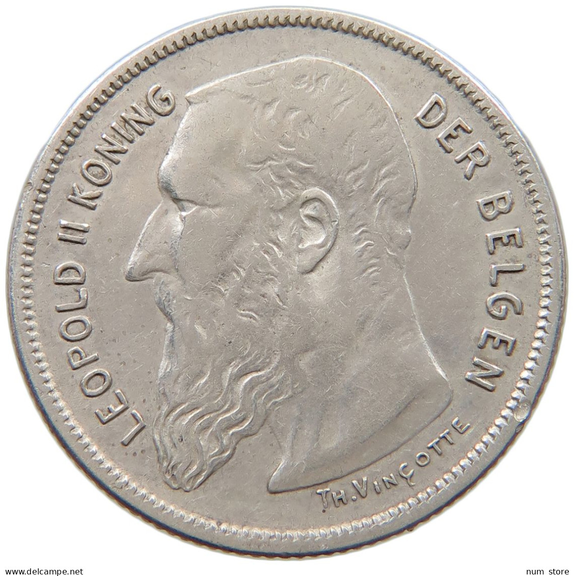 BELGIUM 2 FRANCS 1909 Leopold II. 1865-1909 #c081 0761 - 2 Francs