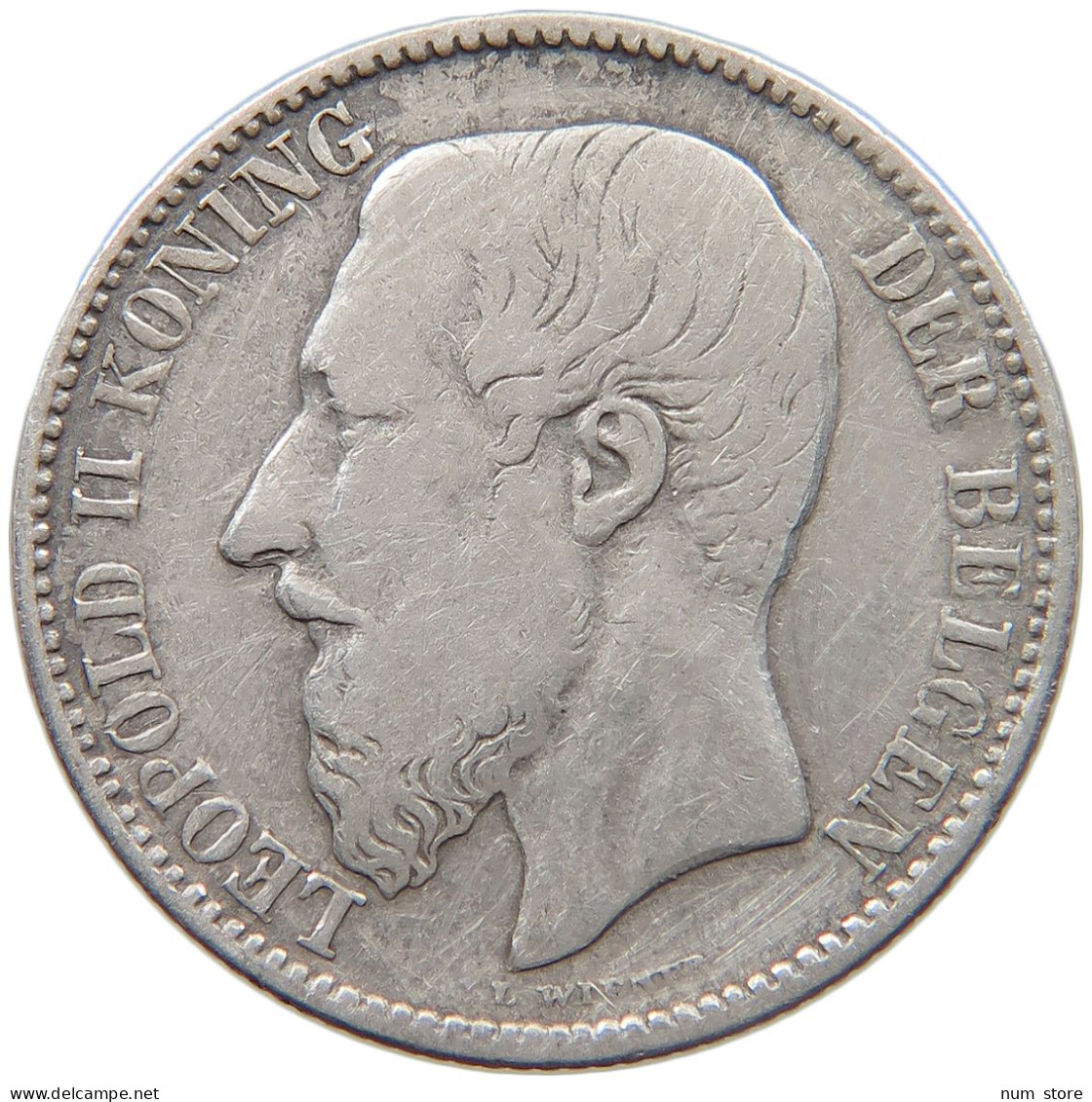 BELGIUM 2 FRANCS 1887 Leopold II. 1865-1909 #c041 0627 - 2 Francs