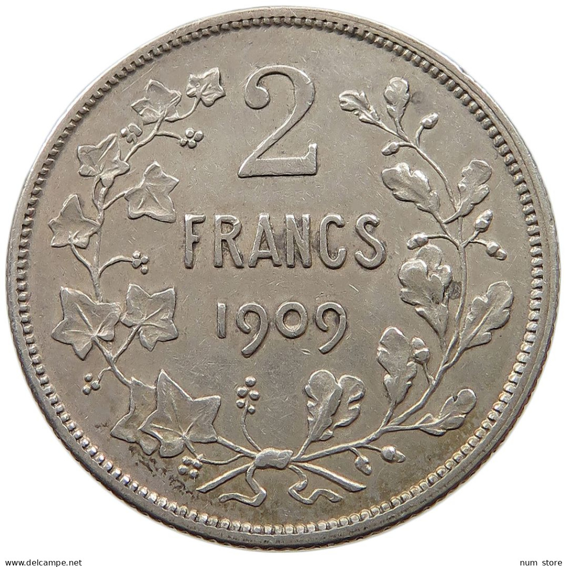 BELGIUM 2 FRANCS 1909  #t061 0063 - 2 Francs