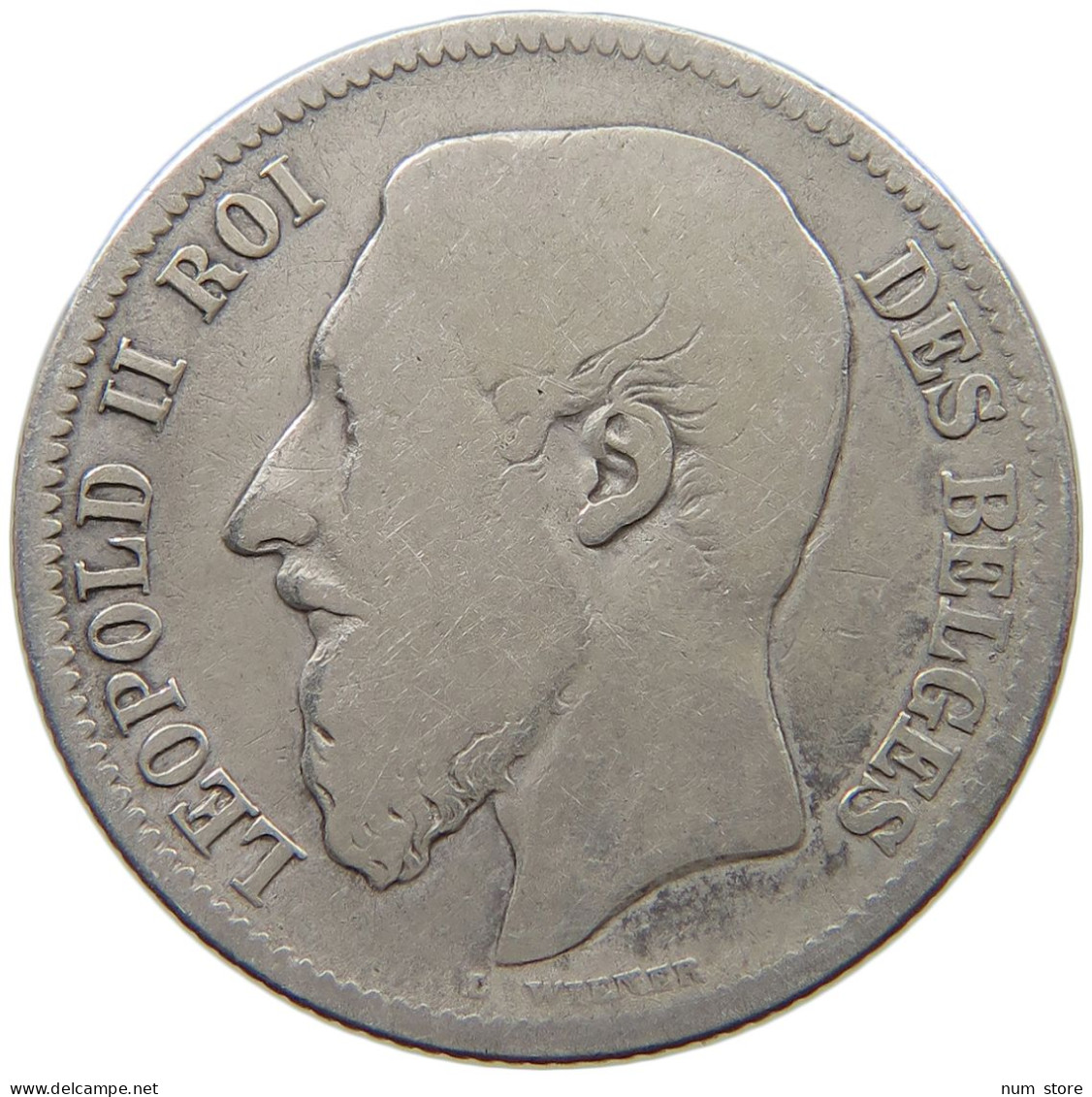 BELGIUM 2 FRANCS 1867 Leopold II. 1865-1909 #a090 0729 - 2 Francs