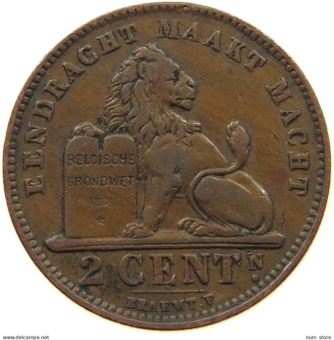 BELGIUM 2 CENTIMES 1909 Leopold II. 1865-1909 #s078 0379 - 2 Cent