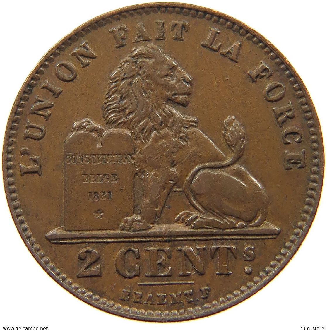 BELGIUM 2 CENTIMES 1909 Leopold II. 1865-1909 #s077 0671 - 2 Centimes